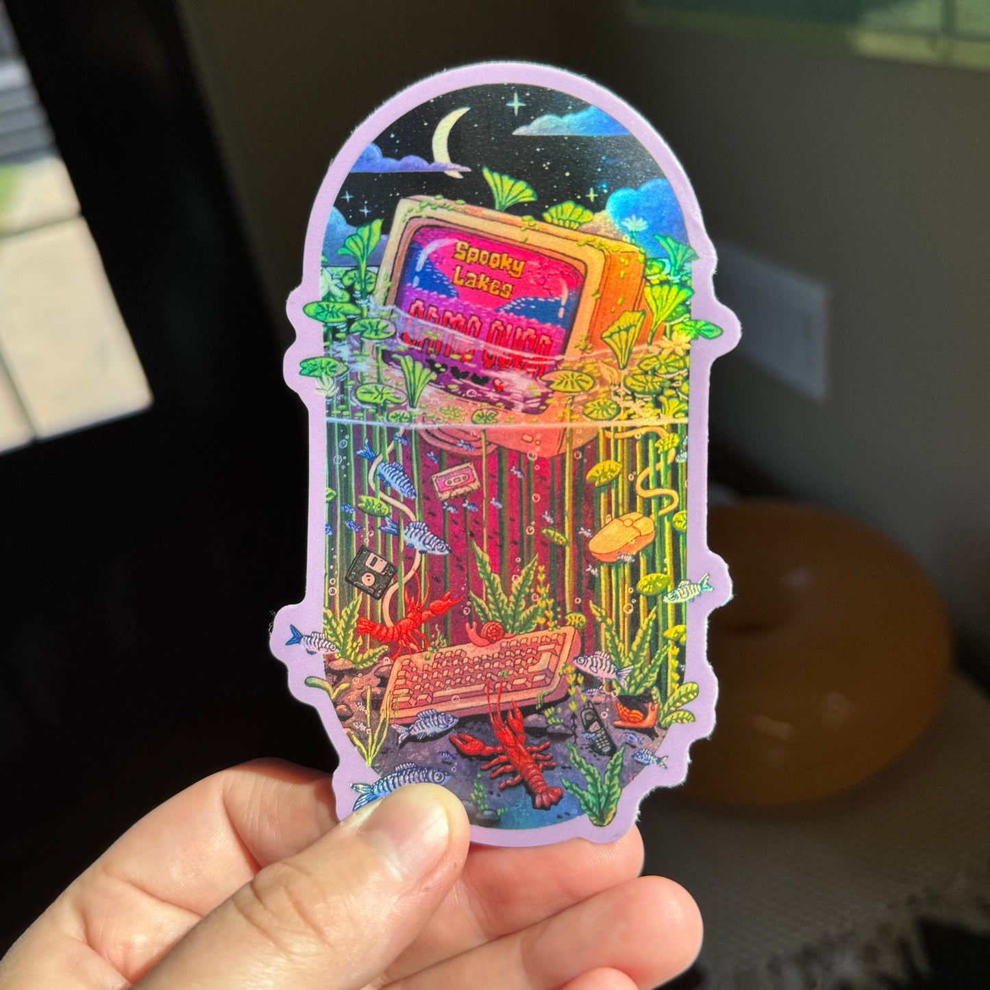 Waterlogged Retro Gamer Sticker: 2025 Spooky Lake Month