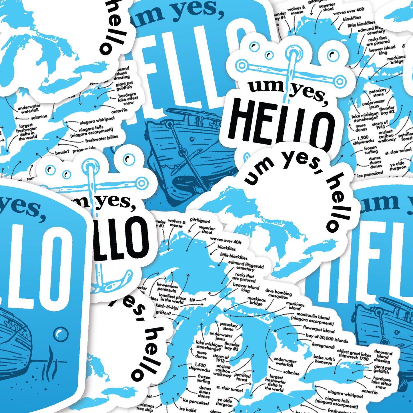 Um Yes Hello Shipwreck Sticker