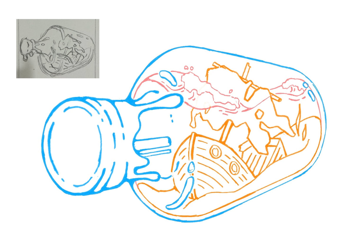 Shipwreck in a Bottle Sticker: 2026 Spooky Lake Month