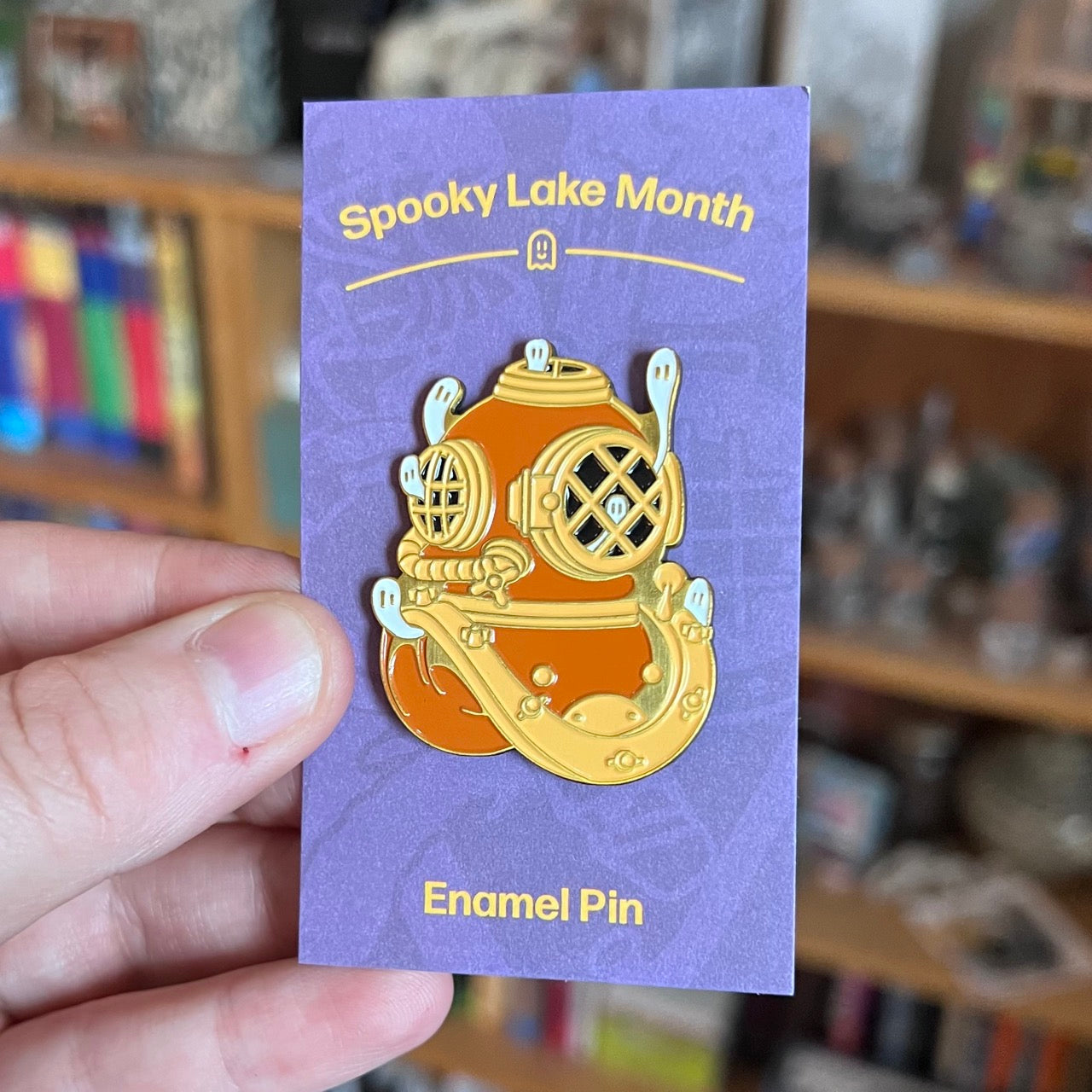 Ghost Helmet Enamel Pin: 2023 Spooky Lake Month