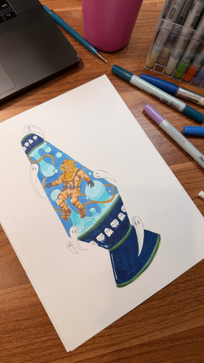 Lava Lamp Diver Giclée Print