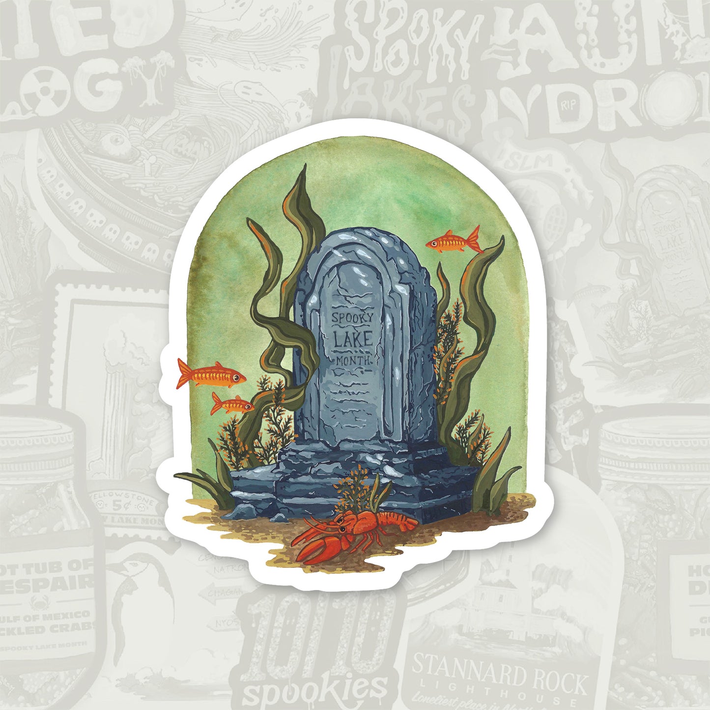 Underwater Grave Sticker: 2023 Spooky Lake Month