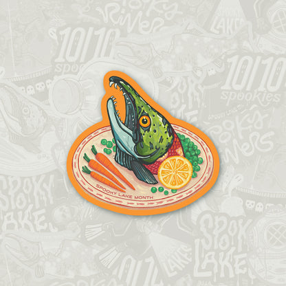 Salmon Dinner Sticker: 2026 Spooky Lake Month