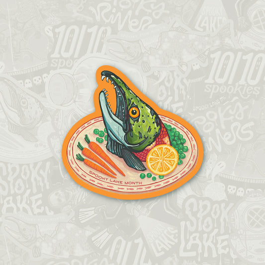 Salmon Dinner Sticker: 2026 Spooky Lake Month