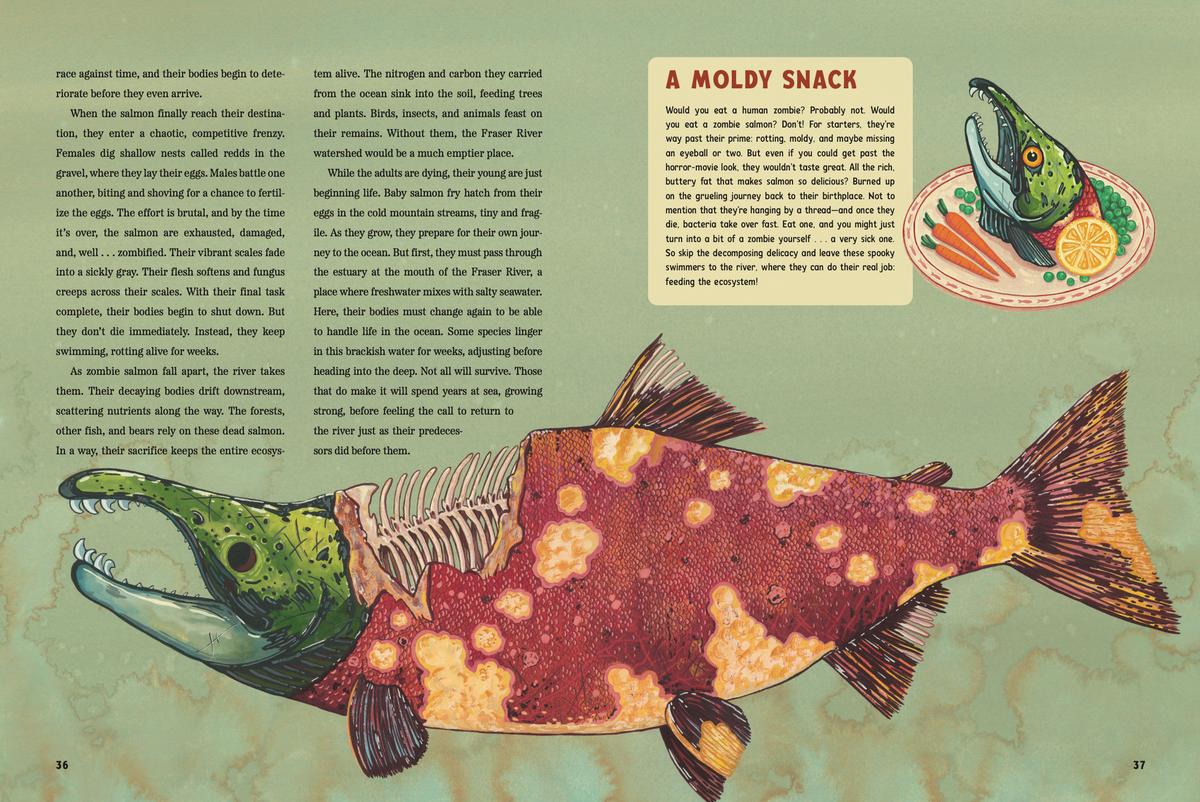 Salmon Dinner Sticker: 2026 Spooky Lake Month