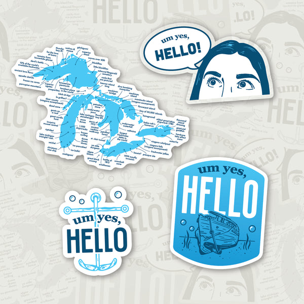 Um Yes Hello! Sticker Pack – Spooky Lakes Art