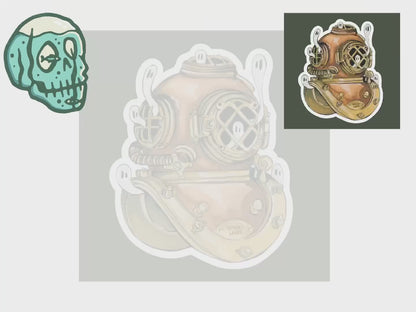 Wet Diving Helmet Sticker: 2026 Spooky Lake Month