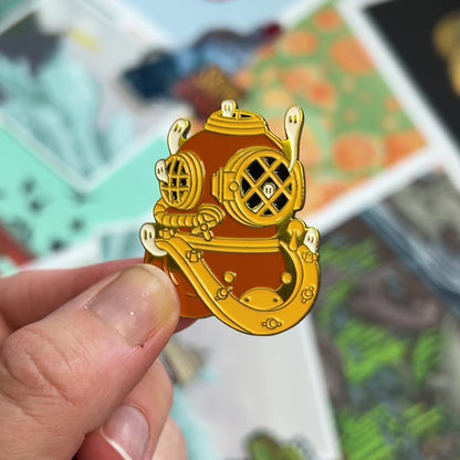 Ghost Helmet Enamel Pin: 2023 Spooky Lake Month